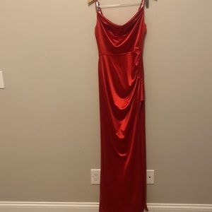 Satin red prom dress